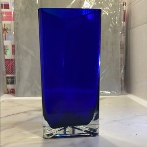 Hand crafted, Hand Blown Cobalt Blue  Crystal Glass Vase